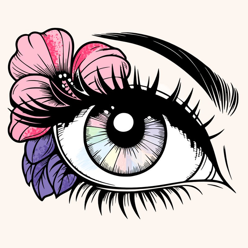 realistic eye with flower