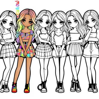 a group of girls realistic