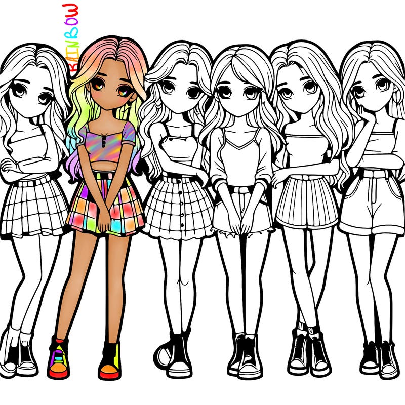 a group of girls realistic