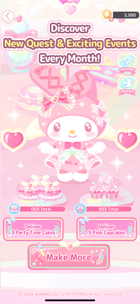 ハローキティ ドリームビレッジで、マイメロディキャラクターが月間クエストとイベントを紹介しています。