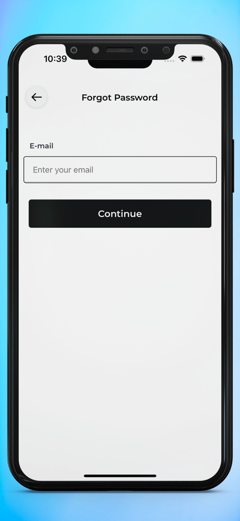 Mobile App Builder for Shopify - MageFashionで構築されたShopifyモバイルアプリのパスワードリセット画面