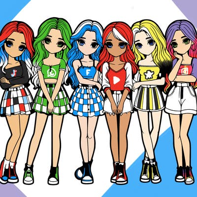 a group of girls realistic