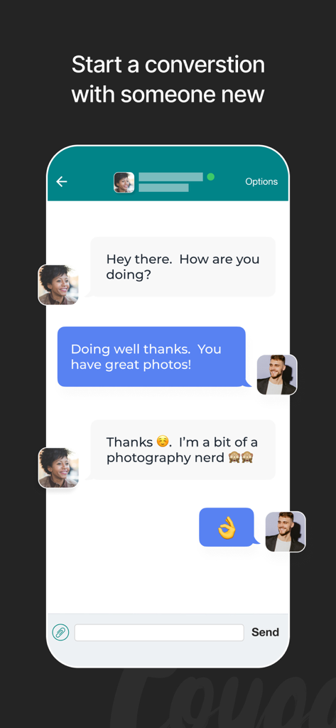 Cougar Life: Cougar Dating App - Interfaz de mensajería de la aplicación Cougar Life mostrando una conversación entre usuarios