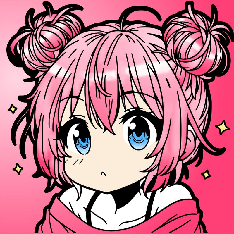 a manga girl with messy small buns
