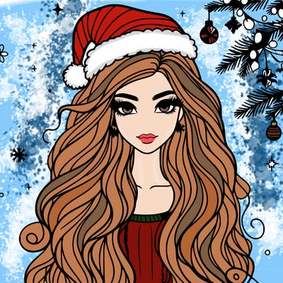 christmas fashionable female model and long hair