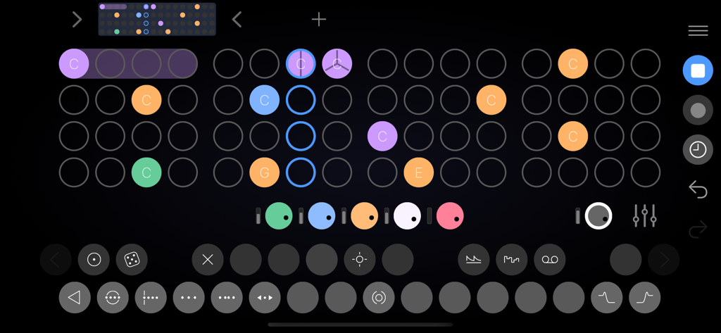 Otoo - Interface de l'application Otoo avec une grille de séquenceur circulaire colorée pour la création musicale