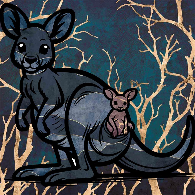 a kangaroo with a joey in its pouch