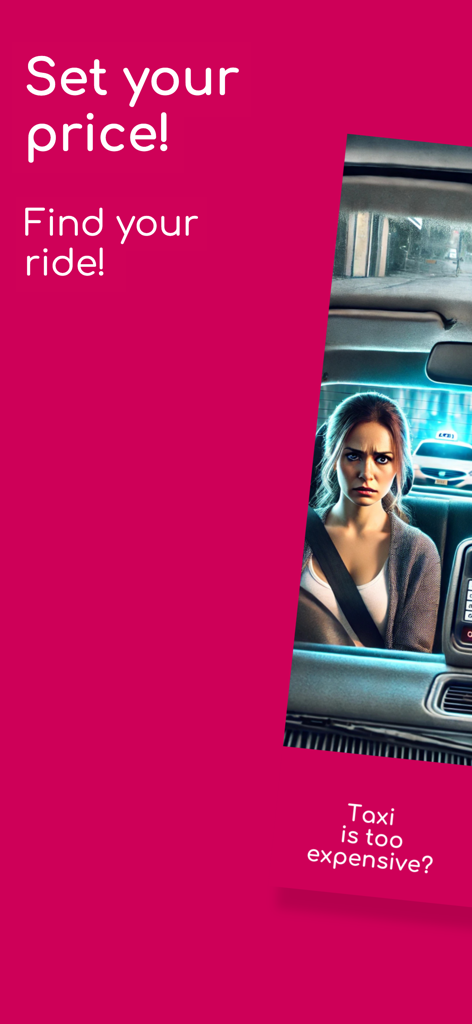 Hip.car  (ex iTaxi) - Tela promocional do aplicativo Hip.car mostrando o recurso de definir o preço para compartilhamento de caronas acessível