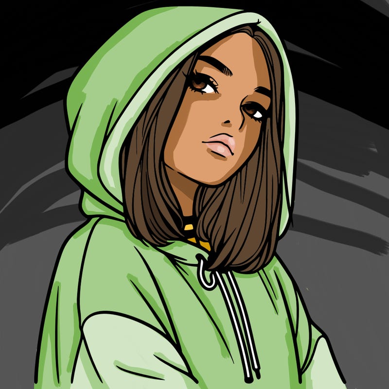 a realistic girl in a hoodie