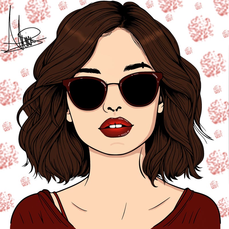 realistic girl with sunglasses