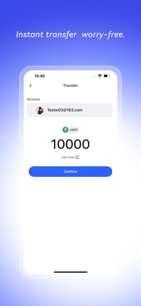 FoPay - stable coin payment - FoPay mobile app interface for instant USDT stablecoin transfer