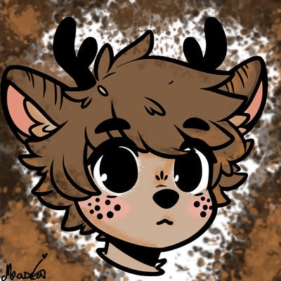 a humanoid deer with soft fluffy ears