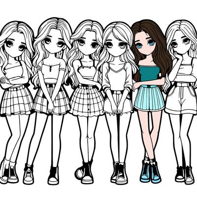 a group of girls realistic