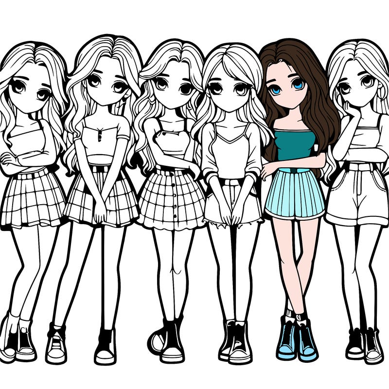 a group of girls realistic