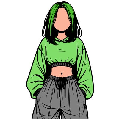 realistic girl faceless with baggy pants and a crop top