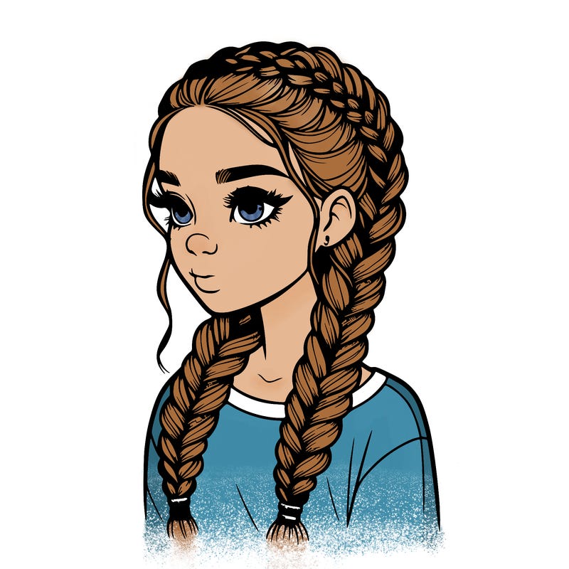 realistic girl with braids