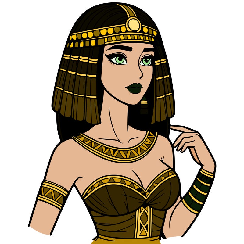realistic woman wearing a cleopatra costume