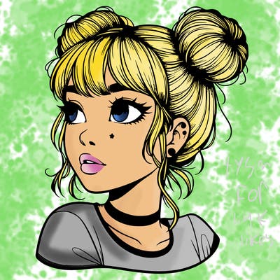 realistic girl with spacebuns