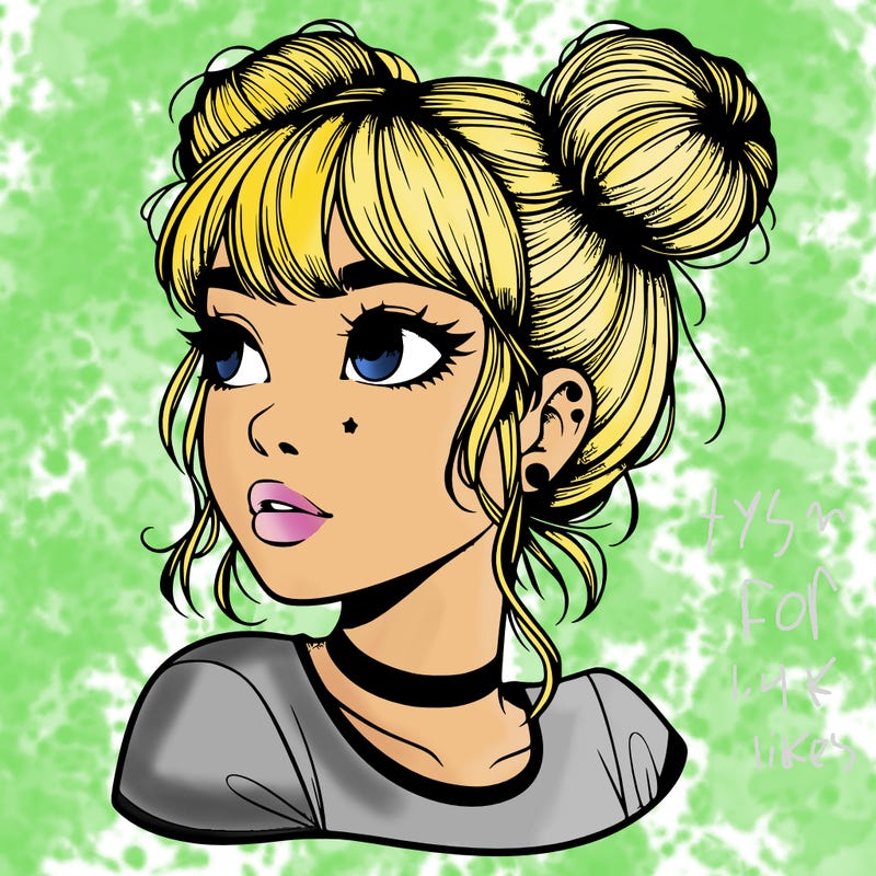 realistic girl with spacebuns