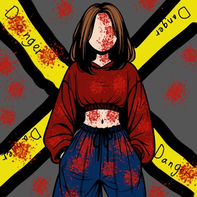 realistic girl faceless with baggy pants and a crop top