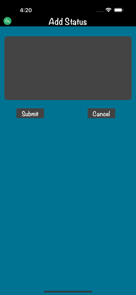 Motivational Quotes Love Quote - Tela de adicionar status com entrada de texto e botão de envio no aplicativo de citações motivacionais.