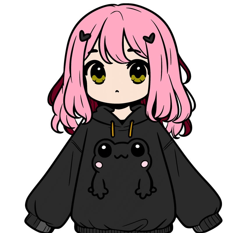 girl wearing frogging sweatshirt