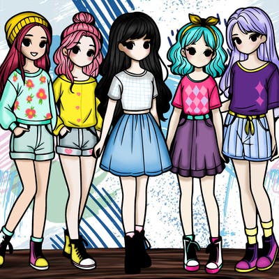 a group of five girls