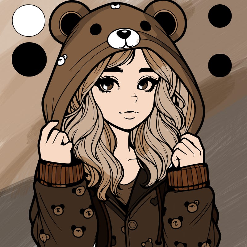 realistic girl in a animal pjs hoodie