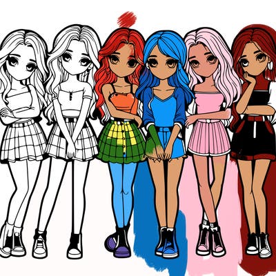 a group of girls realistic