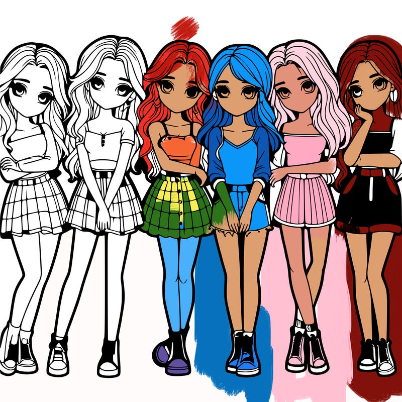 a group of girls realistic