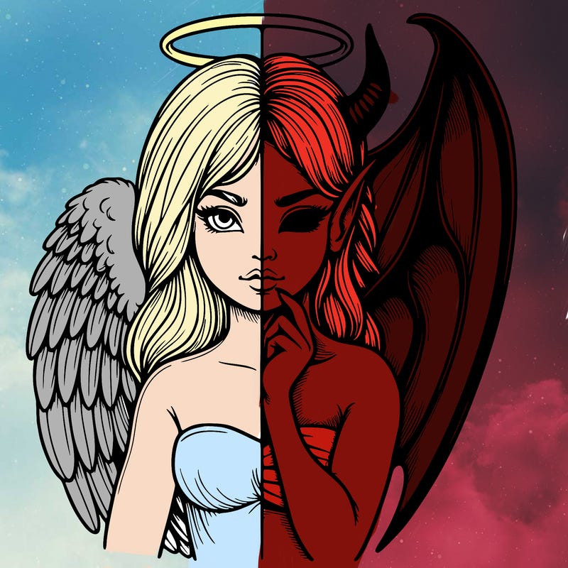 realistic angel half demon