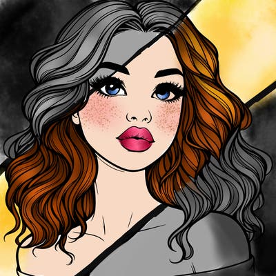 realistic girl with wavy hair and lips