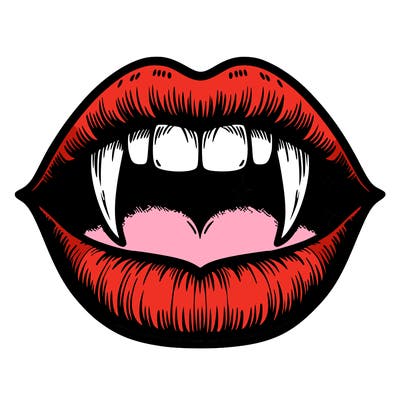 lips with vampire teeth