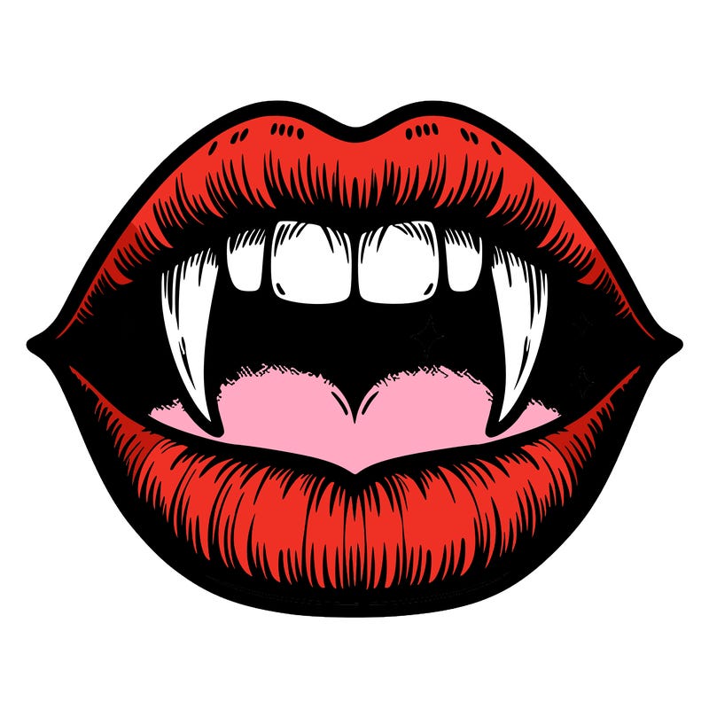 lips with vampire teeth