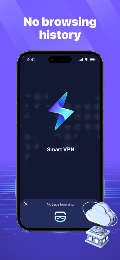 Smart VPN-Fast&Easy - Pantalla del iPhone mostrando la aplicación Smart VPN sin historial de navegación