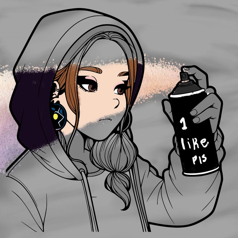 a realistic girl, spray painting