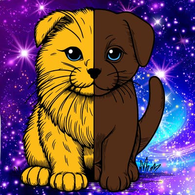 realistic half cat half dog