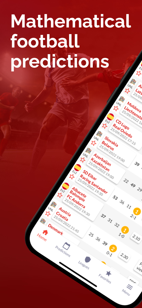 Forebet Football Predictions - Forebet app screen displaying mathematical soccer match predictions and statistical data.