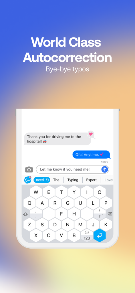 Typewise Custom Keyboard - Typewise hexagonal keyboard interface with smart autocorrection feature