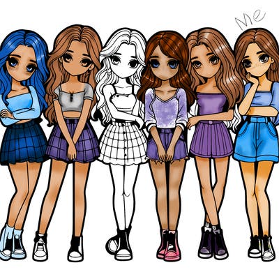 a group of girls realistic