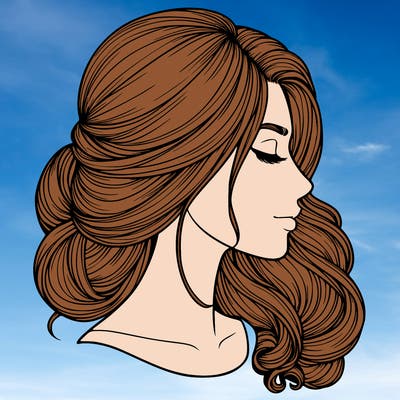 realistic woman's head & hair