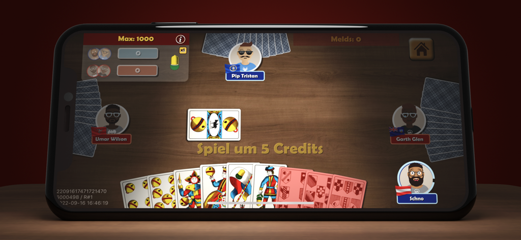 Multiplayer gameplay session of Jassen Online Schieber Jass on a smartphone