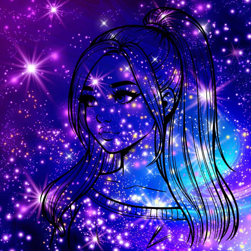 realistic girl with a high ponytail