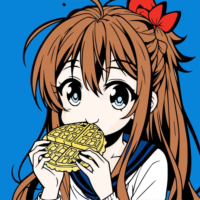 anime eating waffle
