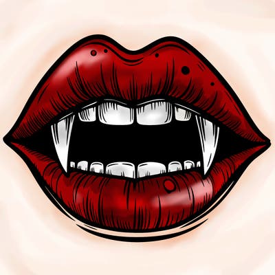 lips with vampire teeth