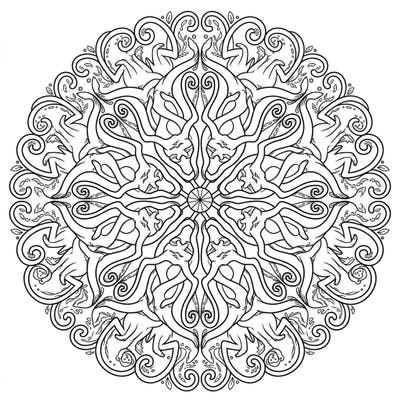 Discover a captivating Spider Monkey Mandala coloring page, featuring agile monkeys intricately woven into a stunning symmetrical design. Perfect for adults and teens seeking a detailed and engaging coloring experience.