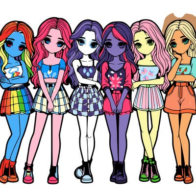 a group of girls realistic