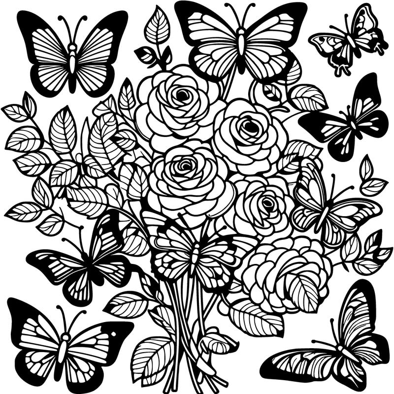 dozen of butterflies on roses