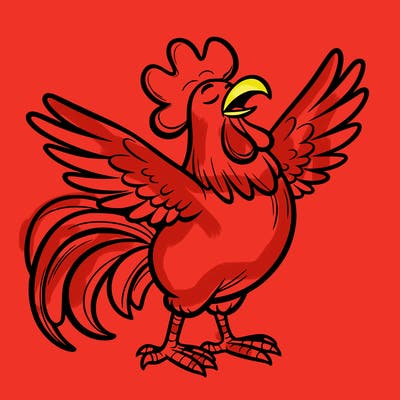 rooster flapping its wings