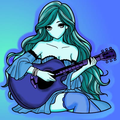 beautiful girl playing the guitar